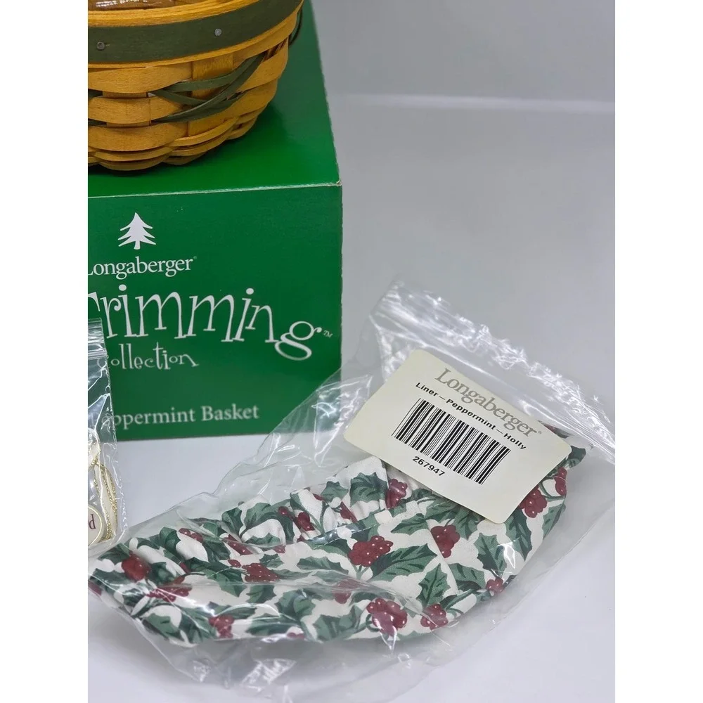 VTG Longaberger Peppermint Basket Yellow 1999 Tree Trimming Collection Holiday